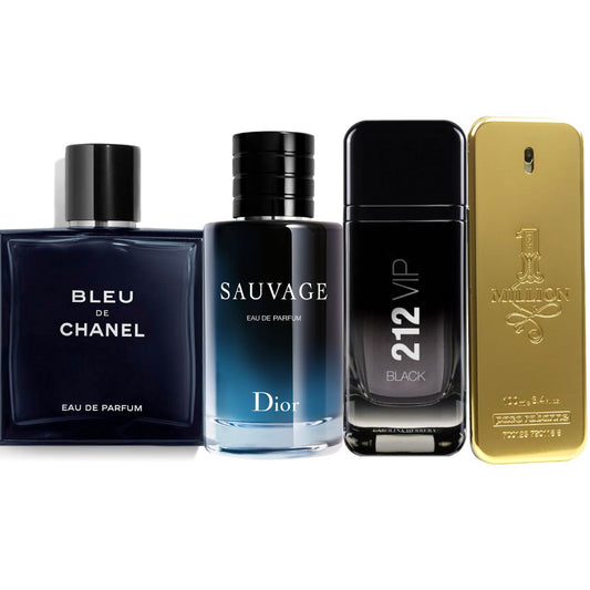 Promo 20: Paga 1, Lleva 3: One Million Paco Rabanne 100 ML + Dior Sauvage 100 ML + Bleu de Chanel 100 ML + CH 212 VIP Black 100 ML
